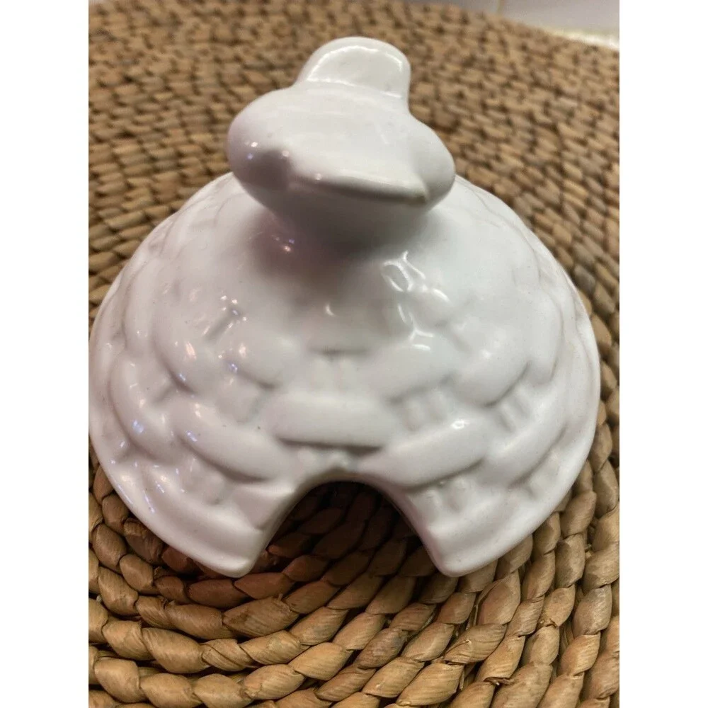 Market Finds White Ceramic Honey Pot w/ Lid & Dipper, 7.5 oz Farmhouse